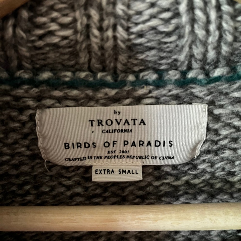 Trovata Birds of Paradis Lambswool Chunky Knit Turtleneck Sweater Gray size XS - Picture 10 of 12